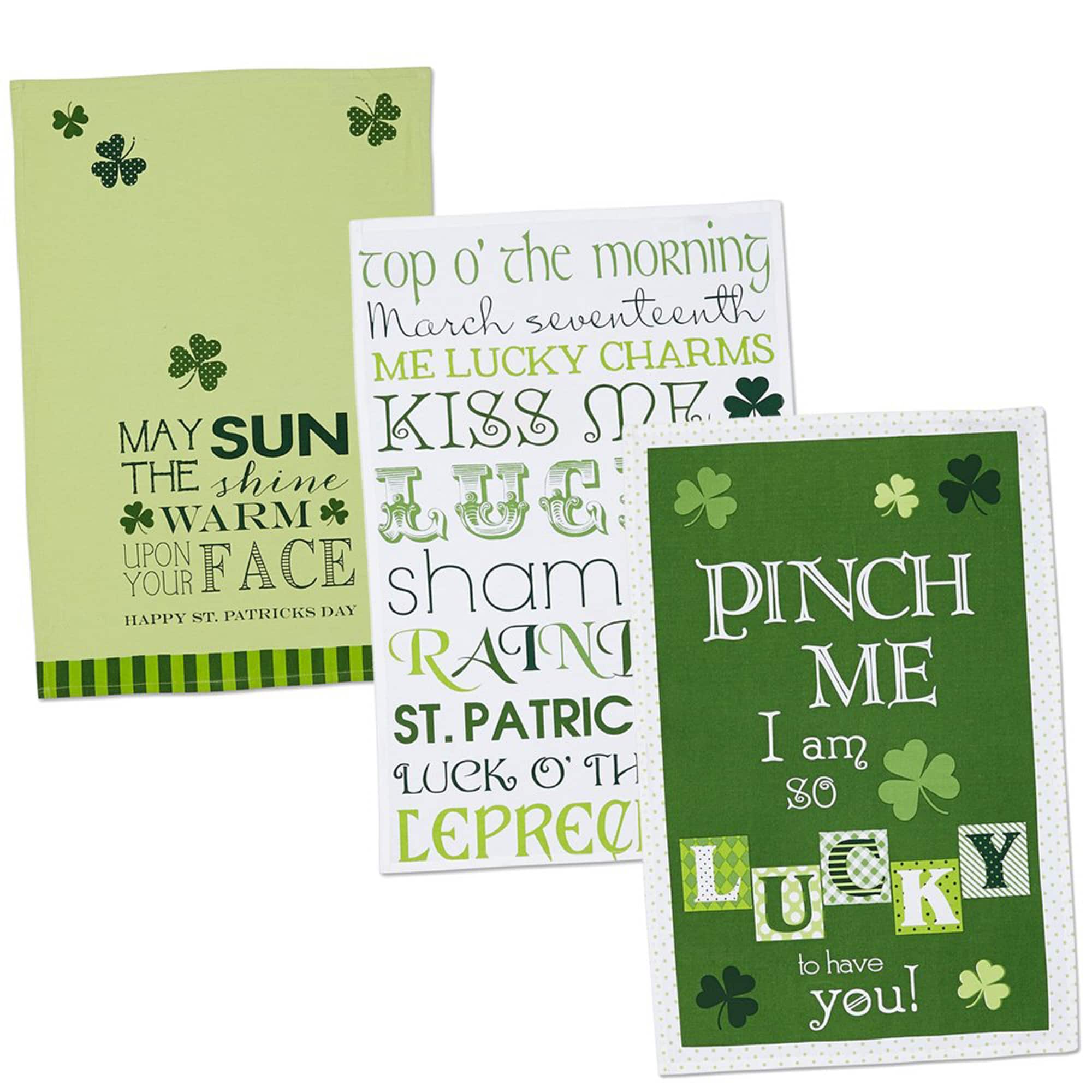 DII&#xAE; Green &#x26; White St. Patrick&#x27;s Day Printed Dishtowels, 3ct.